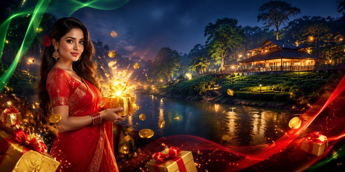 সিলেট বিনোদন ক্যাসিনো থিমে শাড়ি পরিহিত মডেল ভিআইপি অফার উপভোগ করছেন